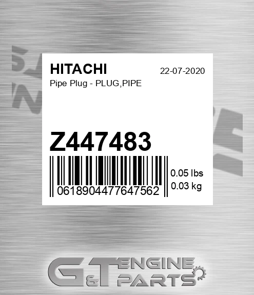Z447483 Pipe Plug - PLUG,PIPE