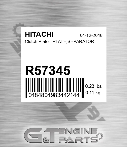 R57345 Clutch Plate - PLATE,SEPARATOR