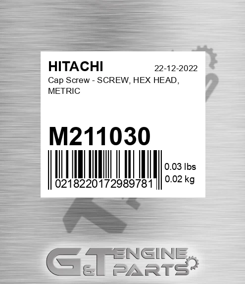 M211030 Cap Screw - SCREW, HEX HEAD, METRIC