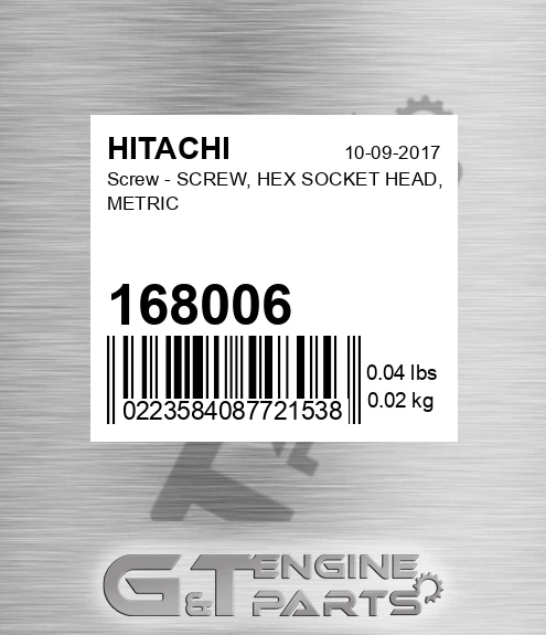 168006 Screw - SCREW, HEX SOCKET HEAD, METRIC