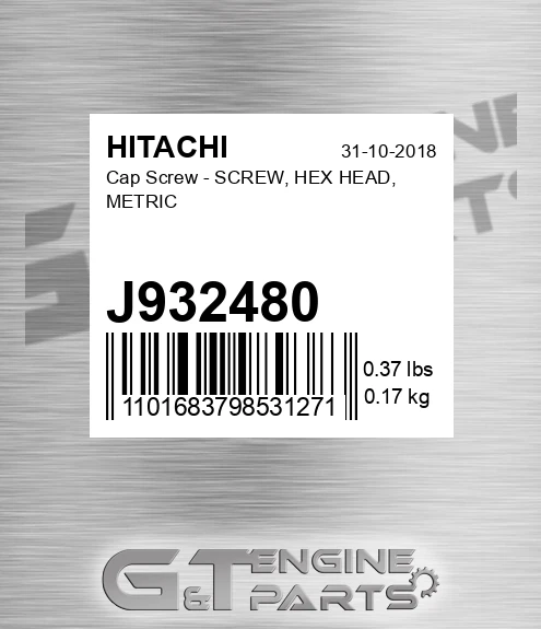 J932480 Cap Screw - SCREW, HEX HEAD, METRIC