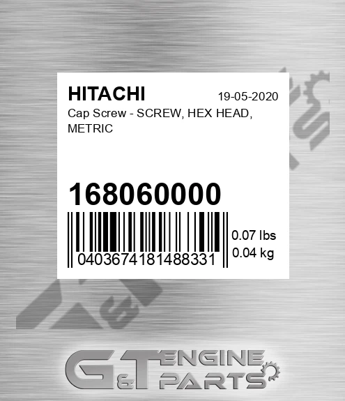 168060000 Cap Screw - SCREW, HEX HEAD, METRIC