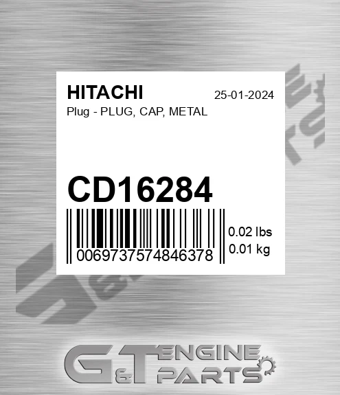 CD16284 Plug - PLUG, CAP, METAL