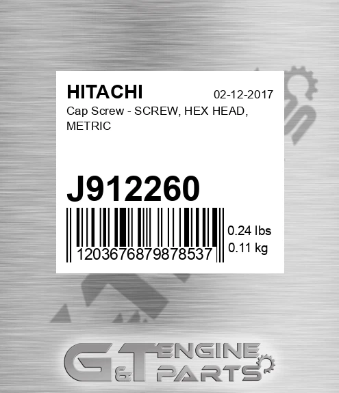 J912260 Cap Screw - SCREW, HEX HEAD, METRIC