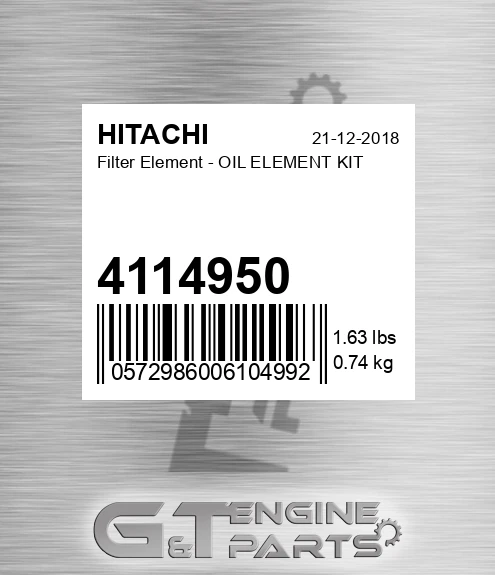 4114950 Filter Element - OIL ELEMENT KIT