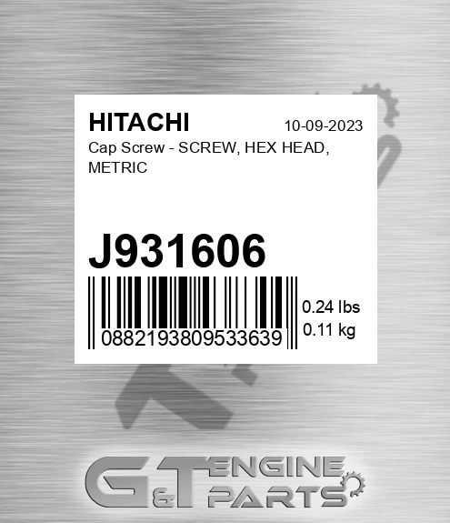 J931606 Cap Screw - SCREW, HEX HEAD, METRIC