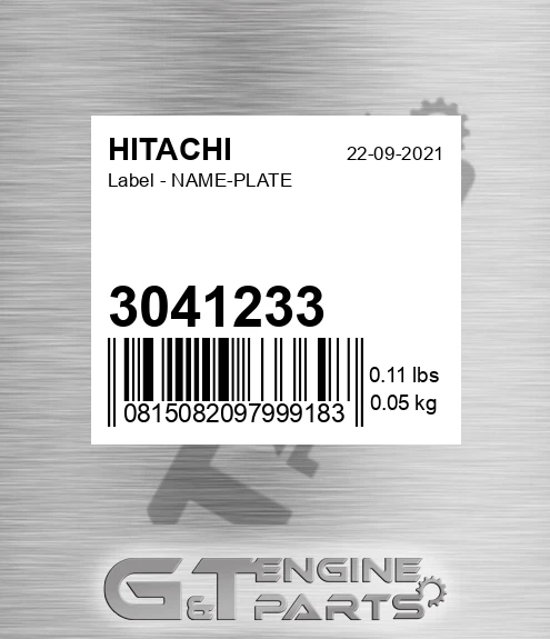 3041233 Label - NAME-PLATE
