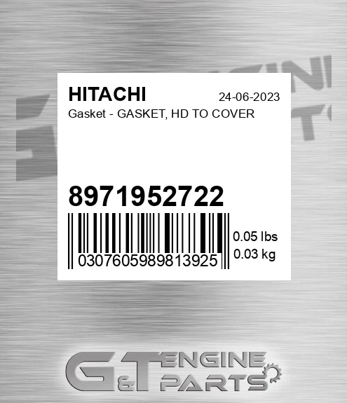 8971952722 Gasket - GASKET, HD TO COVER