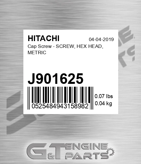 J901625 Cap Screw - SCREW, HEX HEAD, METRIC