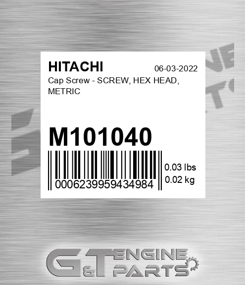 M101040 Cap Screw - SCREW, HEX HEAD, METRIC
