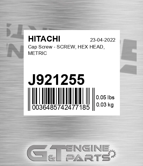 J921255 Cap Screw - SCREW, HEX HEAD, METRIC