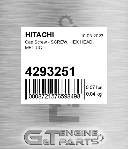 4293251 Cap Screw - SCREW, HEX HEAD, METRIC