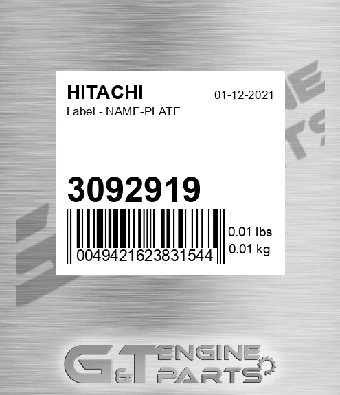 3092919 Label - NAME-PLATE