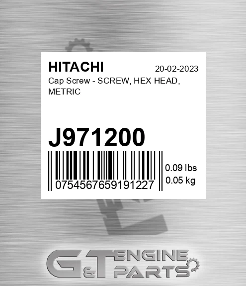 J971200 Cap Screw - SCREW, HEX HEAD, METRIC