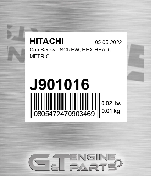 J901016 Cap Screw - SCREW, HEX HEAD, METRIC