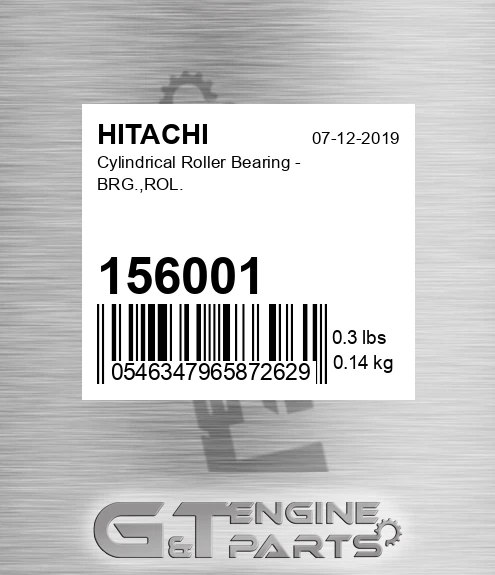 156001 Cylindrical Roller Bearing - BRG.,ROL.