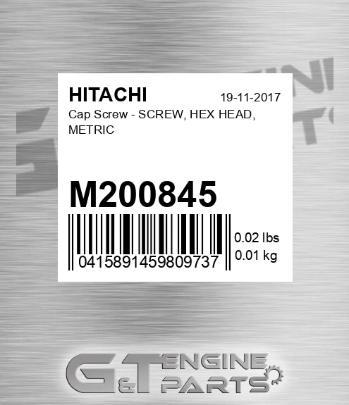 M200845 Cap Screw - SCREW, HEX HEAD, METRIC