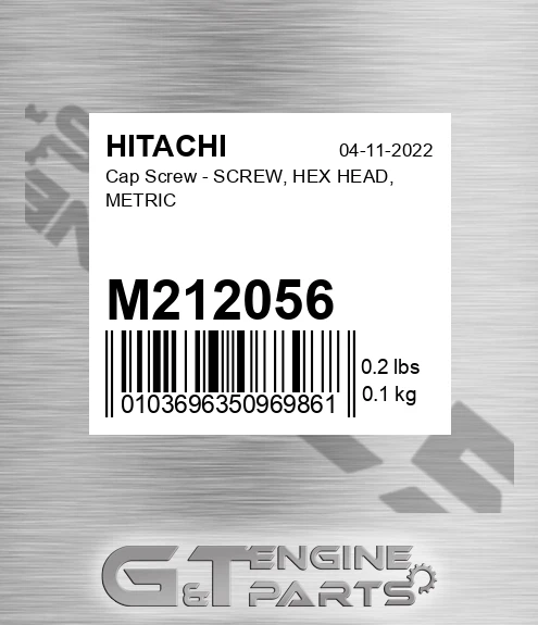 M212056 Cap Screw - SCREW, HEX HEAD, METRIC