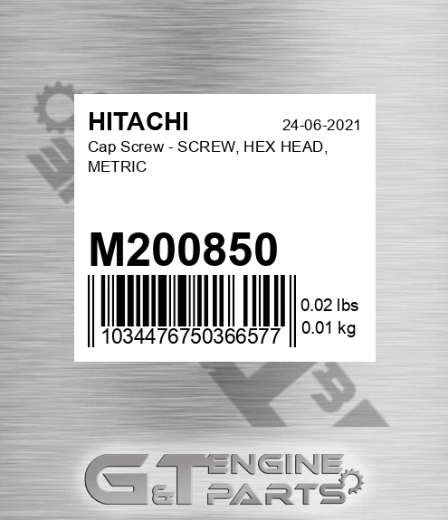 M200850 Cap Screw - SCREW, HEX HEAD, METRIC