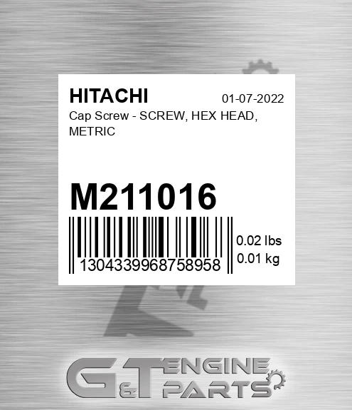 M211016 Cap Screw - SCREW, HEX HEAD, METRIC