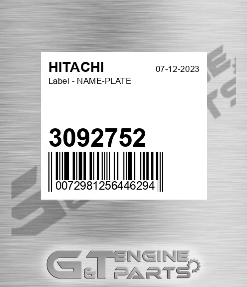 3092752 Label - NAME-PLATE