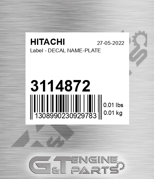 3114872 Label - DECAL NAME-PLATE