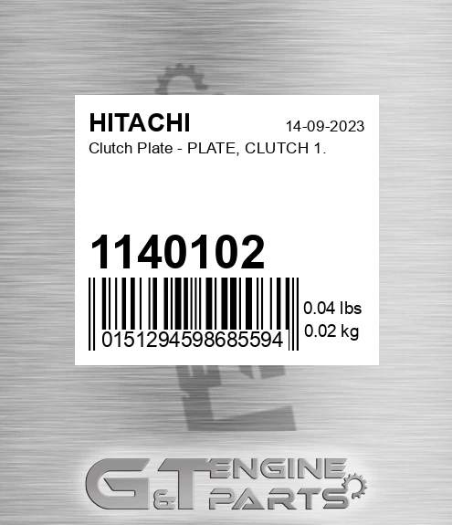 1140102 Clutch Plate - PLATE, CLUTCH 1.