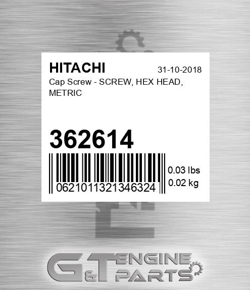 362614 Cap Screw - SCREW, HEX HEAD, METRIC