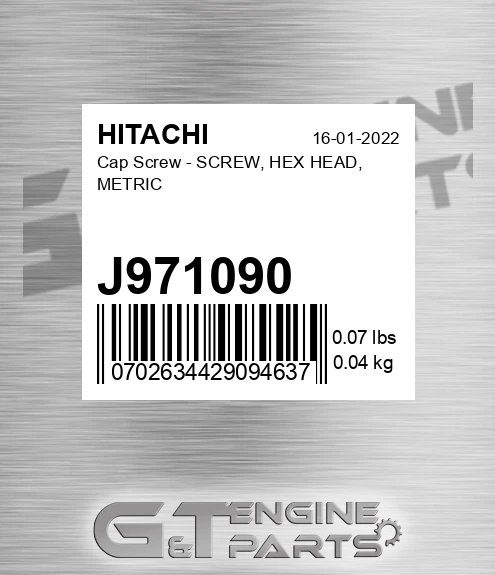 J971090 Cap Screw - SCREW, HEX HEAD, METRIC