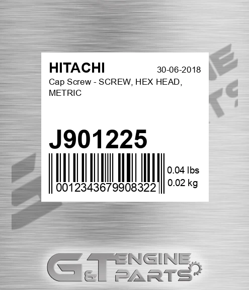 J901225 Cap Screw - SCREW, HEX HEAD, METRIC