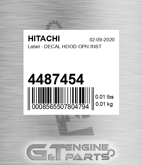 4487454 Label - DECAL HOOD OPN INST