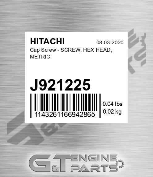 J921225 Cap Screw - SCREW, HEX HEAD, METRIC