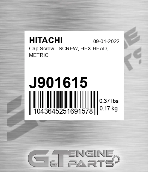 J901615 Cap Screw - SCREW, HEX HEAD, METRIC