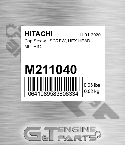 M211040 Cap Screw - SCREW, HEX HEAD, METRIC
