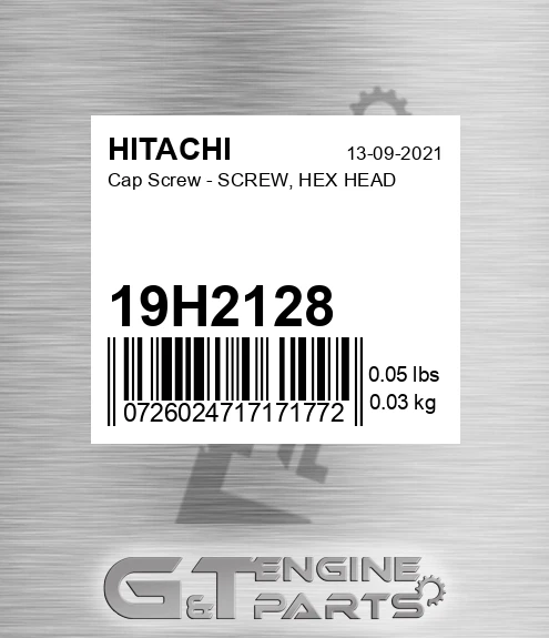 19H2128 Cap Screw - SCREW, HEX HEAD