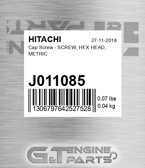 J011085 Cap Screw - SCREW, HEX HEAD, METRIC