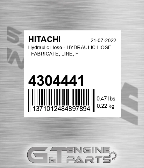 4304441 Hydraulic Hose - HYDRAULIC HOSE - FABRICATE, LINE, F