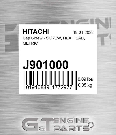 J901000 Cap Screw - SCREW, HEX HEAD, METRIC