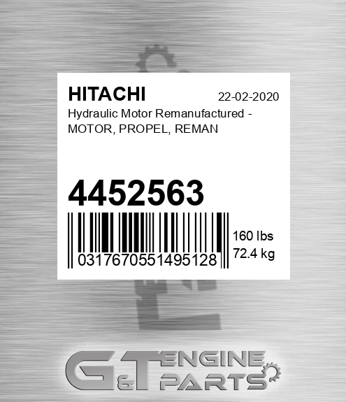 4452563 Hydraulic Motor Remanufactured - MOTOR, PROPEL, REMAN