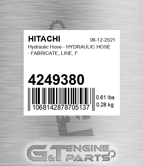 4249380 Hydraulic Hose - HYDRAULIC HOSE - FABRICATE, LINE, F