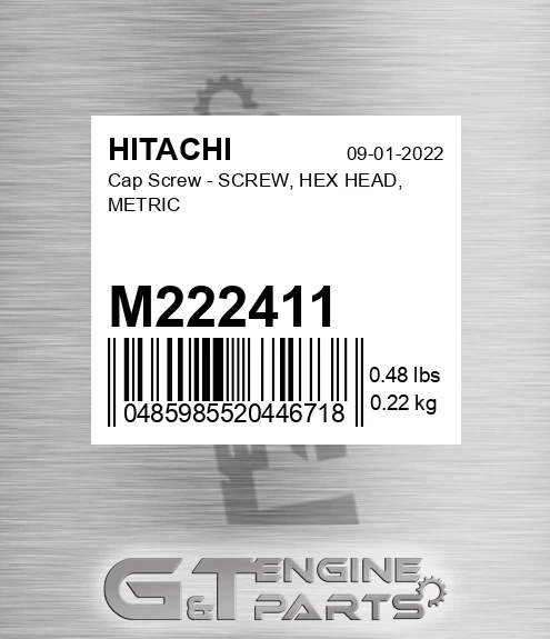 M222411 Cap Screw - SCREW, HEX HEAD, METRIC