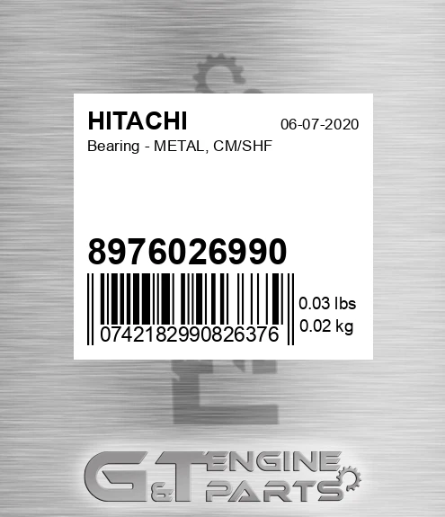 8976026990 Bearing - METAL, CM/SHF