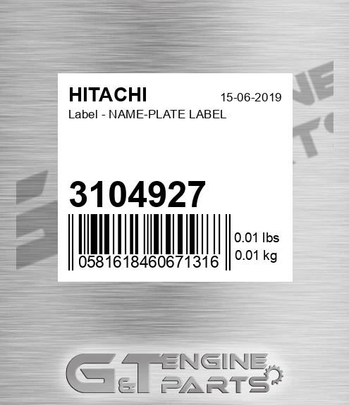 3104927 Label - NAME-PLATE LABEL