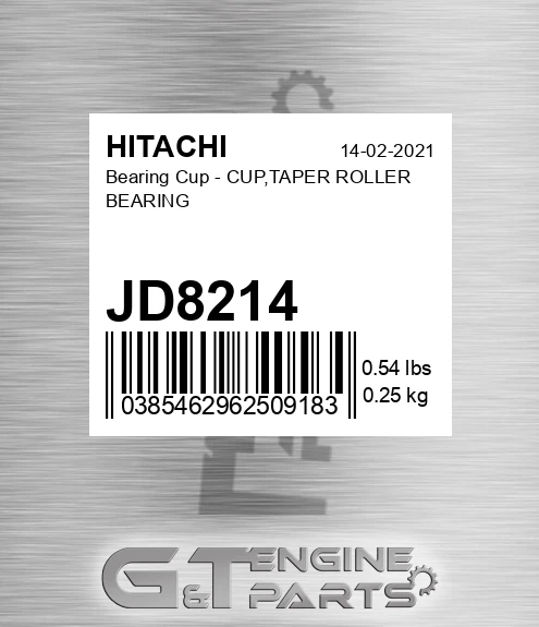 JD8214 Bearing Cup - CUP,TAPER ROLLER BEARING