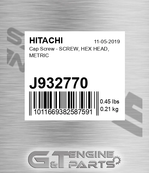 J932770 Cap Screw - SCREW, HEX HEAD, METRIC