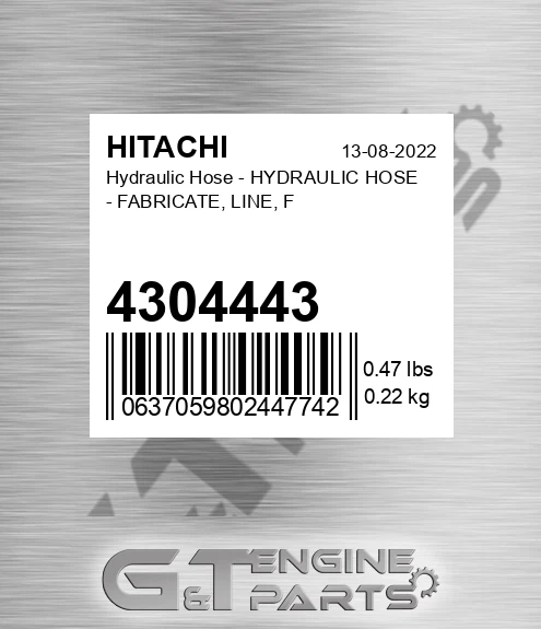 4304443 Hydraulic Hose - HYDRAULIC HOSE - FABRICATE, LINE, F