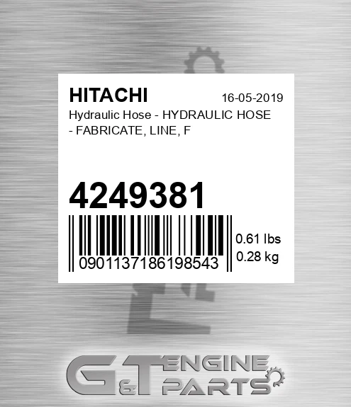 4249381 Hydraulic Hose - HYDRAULIC HOSE - FABRICATE, LINE, F