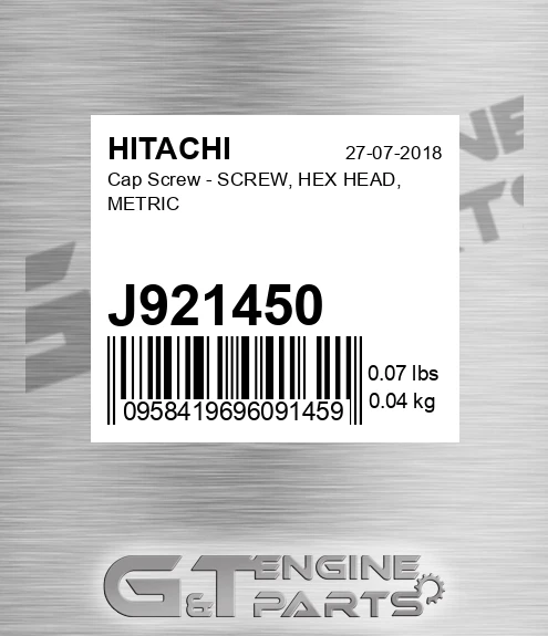 J921450 Cap Screw - SCREW, HEX HEAD, METRIC