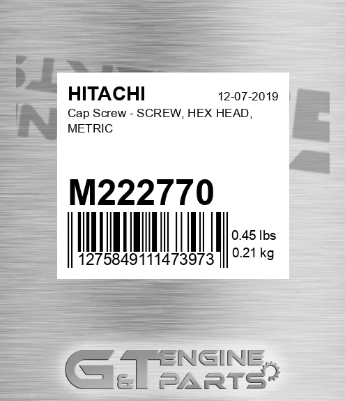 M222770 Cap Screw - SCREW, HEX HEAD, METRIC