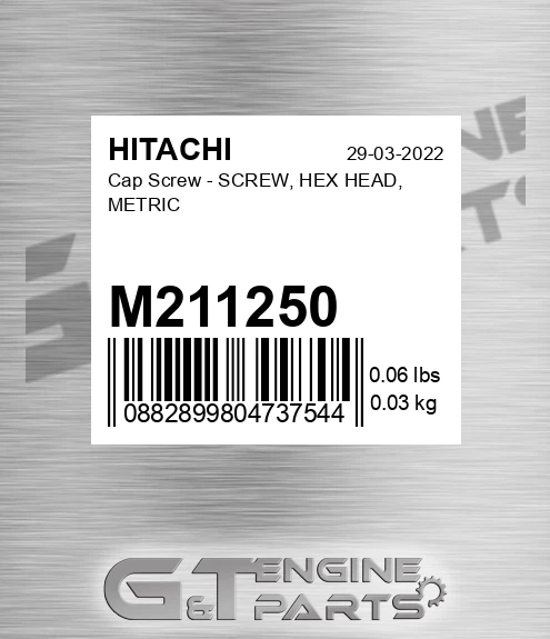 M211250 Cap Screw - SCREW, HEX HEAD, METRIC